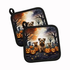 Caroline's Treasures Norfolk Terrier Spooky Halloween Pair of Potholders