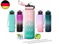 Trinkflasche 1L, Trinkflasche Sport, Wasserflasche Mit Strohhalm, Leicht Zu