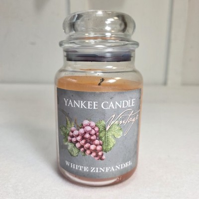Yankee Candle Retired Vintage WHITE ZINFANDEL Wine Scent Large 22oz Burned Once