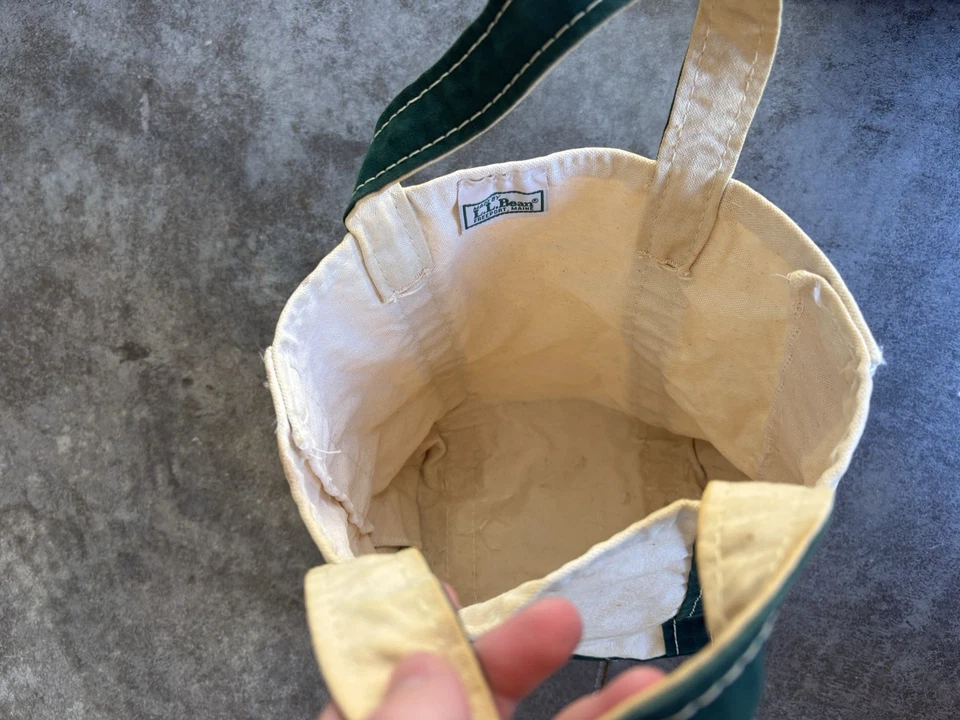 Vintage L.L. Bean Boat And Tote Mini Green And Cream Bag - Image 4 of 4