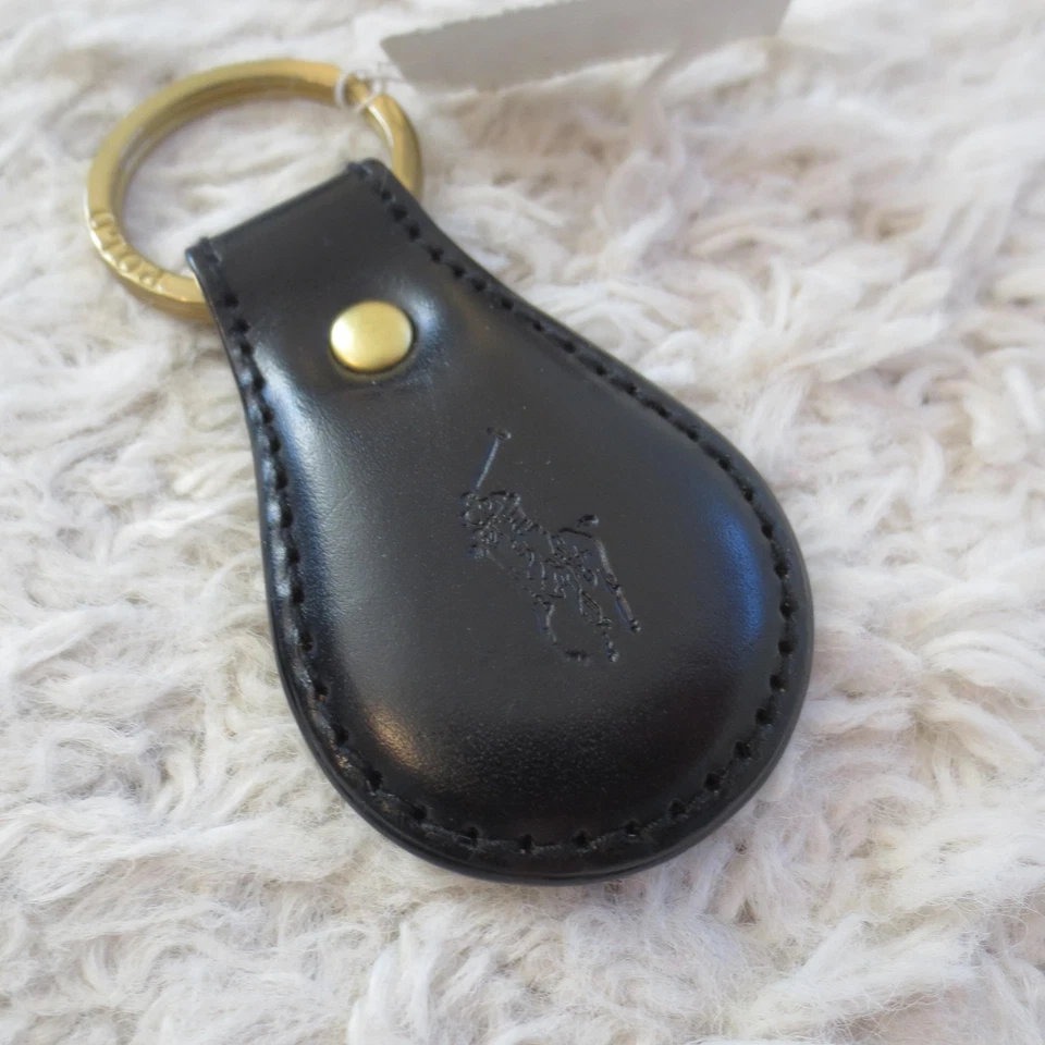 Polo Ralph Lauren Llavero Llavero Cuero Negro Pequeño Poni Inventario Muerto Foto 2 de 4