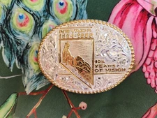 Commemorative Nevada Silver Buckle 125 Years Of Vision