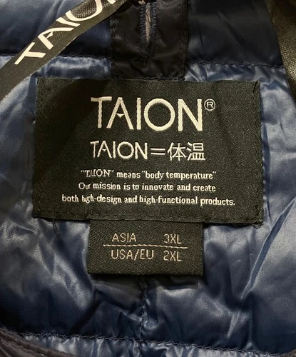 TAION Basic Crew Neck Button Inner Down Jacket Men's Size 3XL Navy Excellent image 3