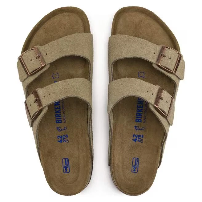 NEW W/BOX! Birkenstock Arizona Suede Leather Soft Footbed Sandals Women's Taupe