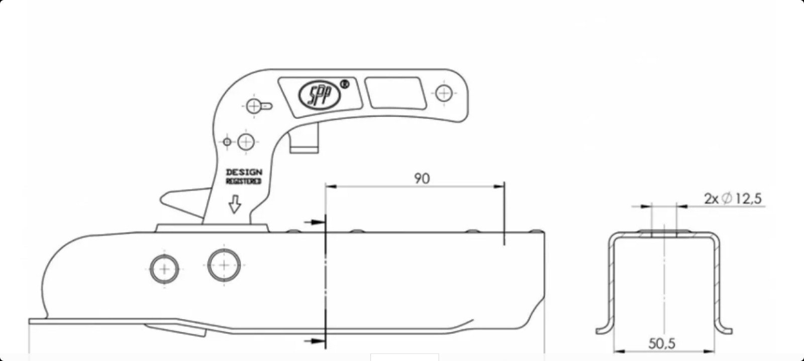 Maypole Pressed Steel Trailer Coupling Hitch 50mm MP80