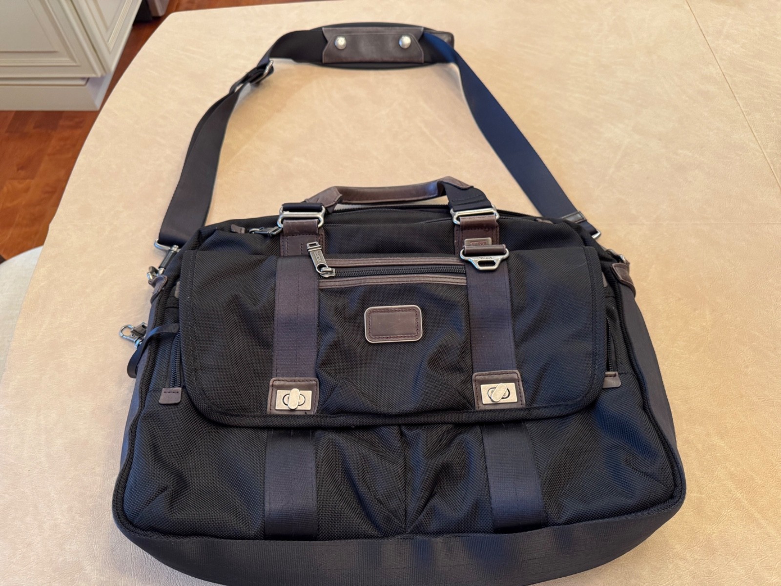 Tumi Alpha Bravo Brief Nylon & Leather Bag Black with… - Gem