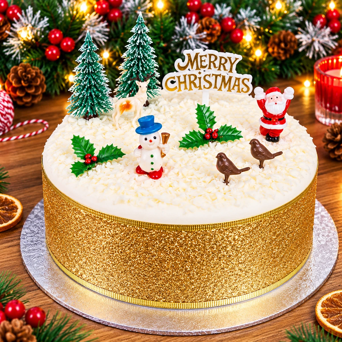 Weihnachten Tortendeko 10 Stück Set Merry Yule Log Cupcake Topper Band