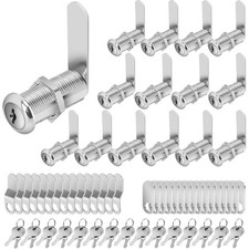 Cabinet Lock Set, 1-1/2" Long Keyed Alike Cam Locks, 15 Pack, Zinc Alloy, for...
