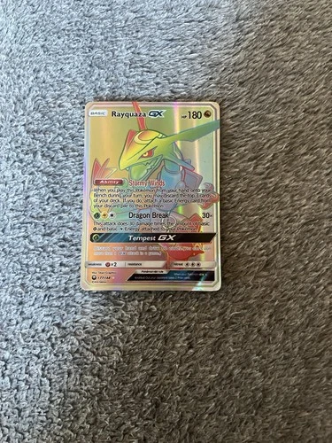 Rayquaza GX Rainbow Rare Card Number 177/168 Set Sun & Moon Celestial Storm 2018