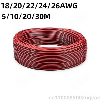 2 Pin Red Black Electrical Wire LED Strip Cable 18-26 AWG Copper Core - Image 1 of 4