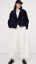 Banana Republic Italian Melton Wool-Blend Peacoat Navy S Small NWT