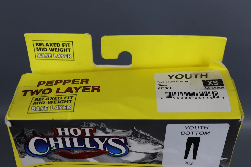 Pantalones de capa base Hot Chillys (para niños grandes) - NEGROS (XS) Foto 3 de 4