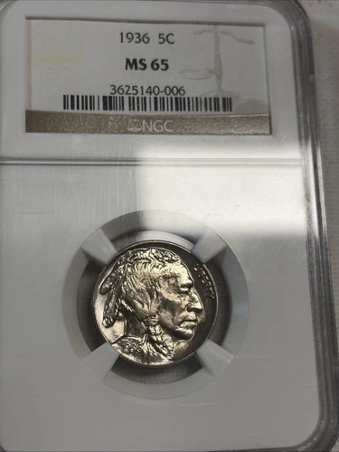 1936 P BUFFALO Indian Head Nickel NGC MS65 Solid Strike Coin MS 65 5c Semi PL