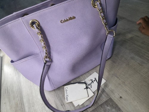 Calvin Klein L-Kitote H3DA11HU Irs Purple Soft Leather Large Tote MSRP $178.00 - Picture 5 of 6