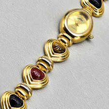 Alto Womens Gold Tone Heart Link Watch Quartz...