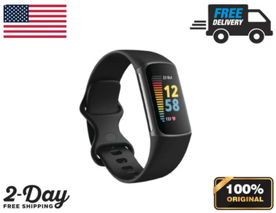 Fitbit Charge 5 Fitness Tracker   Black/Graphite Stainless Steel, Activity & Hea