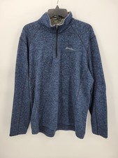 Eddie Bauer Fleece Pullover Mens XL Blue Space Dye Quarter Zip Outdoor