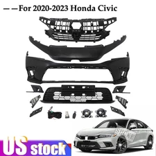 Front Bumper Cover Primed & Fog Lights Assembly Kit Fits 2020-2023 Honda Civic