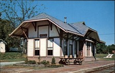 Rockville Indiana ~ Parke Co Maple Fair ~ train depot information ctr ~ postcard