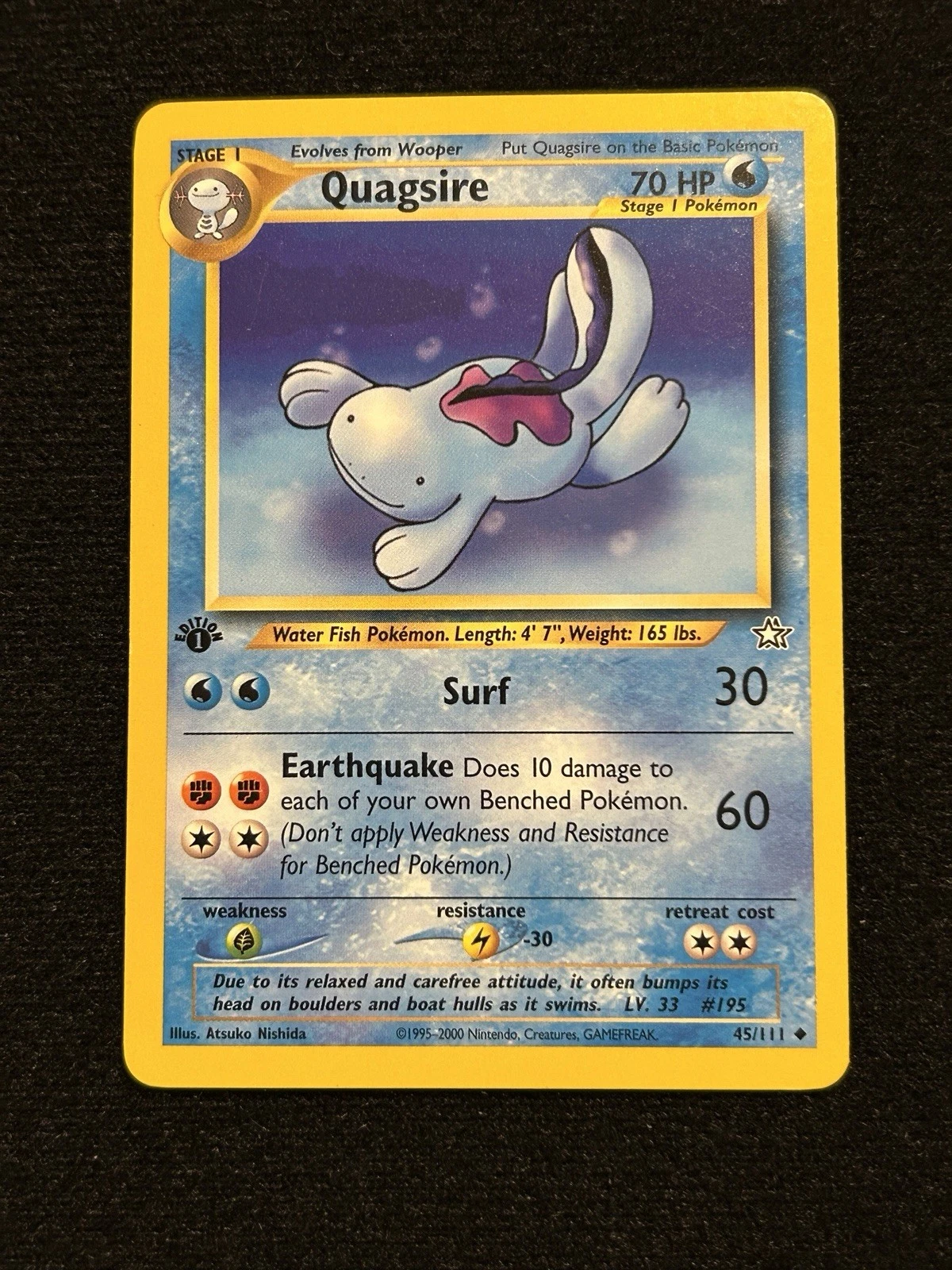 1st Edition Quagsire 45/111 Neo Genesis Non Holo Pokemon (NM) **FREE SHIPPING**