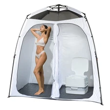 Upgraded Pop Up Shower Tent, 2-Room Changing Tent Privacy Shelter with Floor ...
