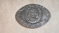 BUCKLE HORSE WITHIN HORSESHOE EGE '92 MADE IN USA E1/MY
