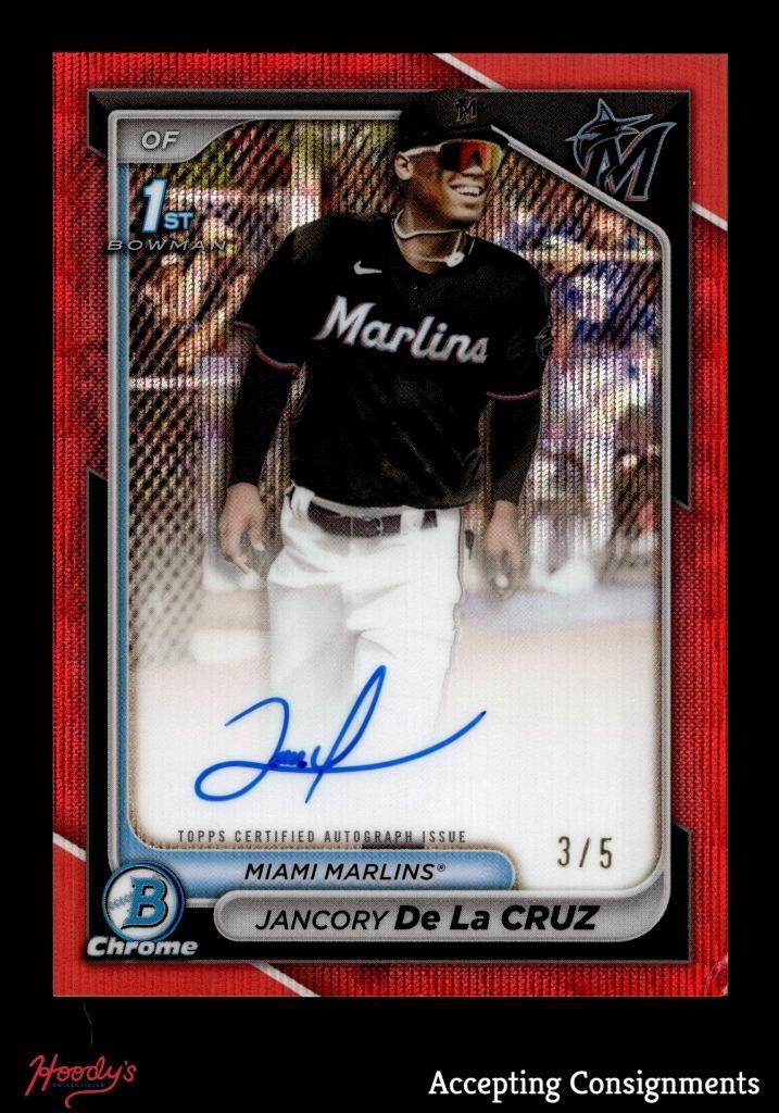 2024 Bowman Chrome Red Wave Refractors Jancory De La Cruz 1st ROOKIE AUTO 3/5