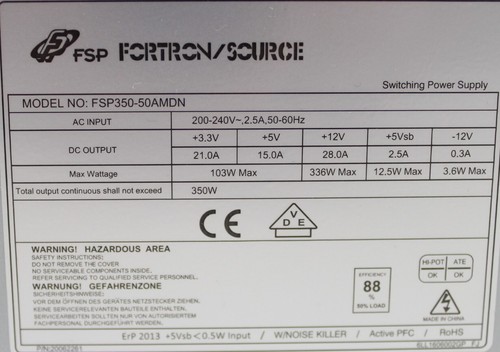 FSP Fortron/Source FSP350-50AMDN ATX Netzteil 350 Watt #310224 - Afbeelding 2 van 3