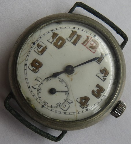Trench wristwatch nickel chromiun case load manual enamel dial - Picture 3 of 12