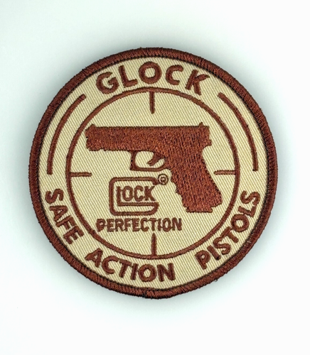 Hellbraune und braune Glock Perfection Safe Action Pistole 3,5" runder Haken und Schleife Patch