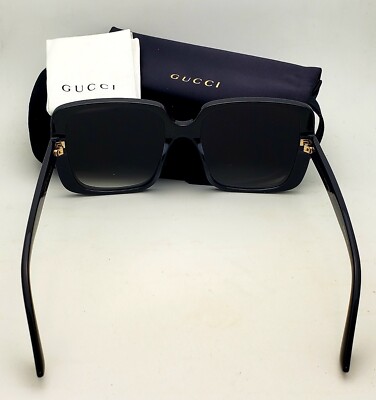 New GUCCI Sunglasses GG0632SA 001 56-18 Black & Gold Frames Grey