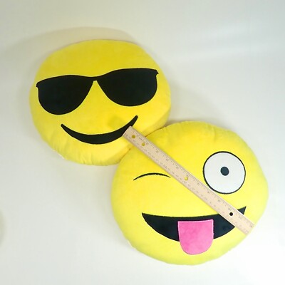 Emoji Expressions Plush Pillow Winking Face Stuck Out Tongue