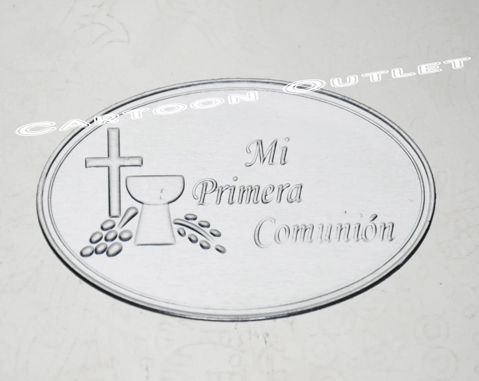 12 Recuerdos De COMUNION EMBOSSED TIN SIGN SILVER STICKERS First COMMUNION Sign - Image 3 of 4