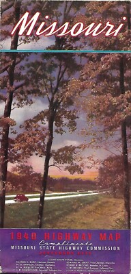 Vintage 1940 Official State Highway Road Map MISSOURI Route 66 Ste. Genevieve