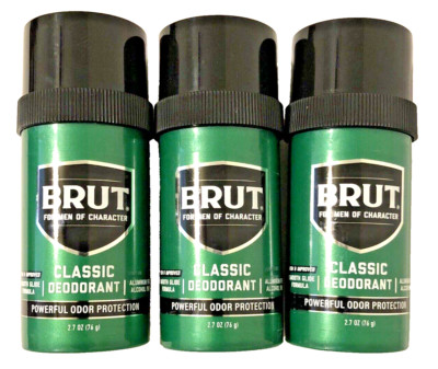 Brut Classic Round Solid Deodorant Signature Scent Aluminum Free 2.7 oz Lot of 3