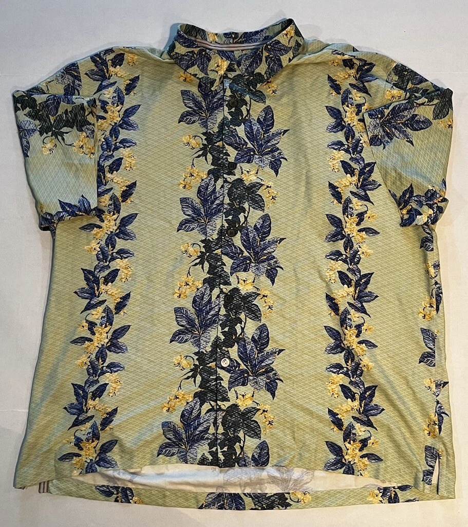 Tommy Bahama Hawaiian Shirt Men Size Large 100% Silk Floral Original Fit