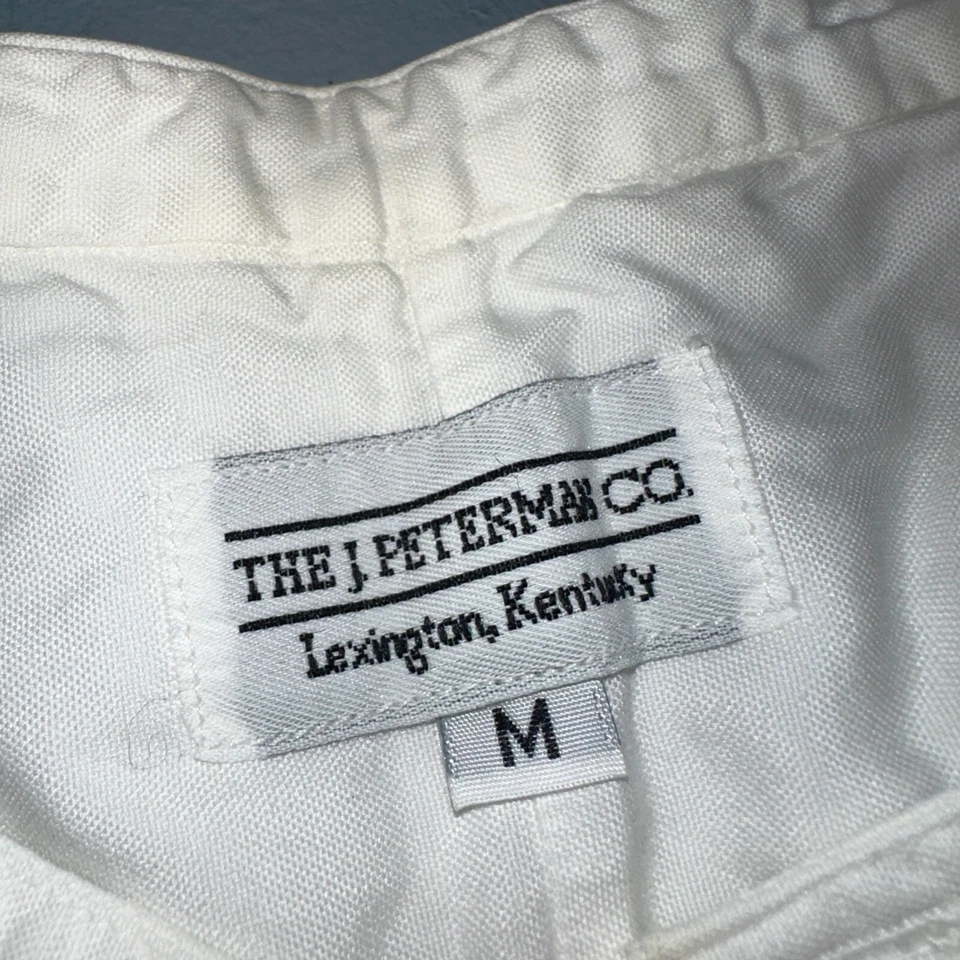 Vintage J Peterman Poet Shirt Men M White Popover Button Down Shirt Collar Less - Image 3 of 4