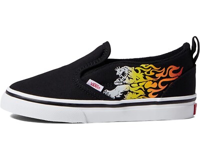 Vans Slip On Ferocious Flame Racing Toddler Sneakers, Toddler US