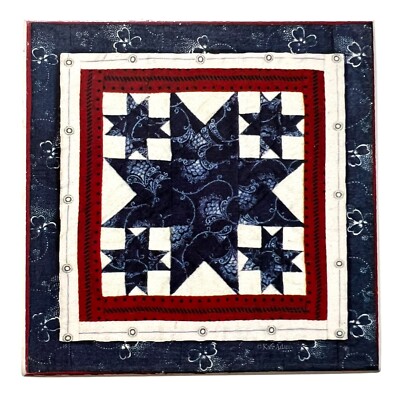 Ceramic Coaster Tile Americana Patriotic Blue Red White Star Rustic Decor 3 3/4^