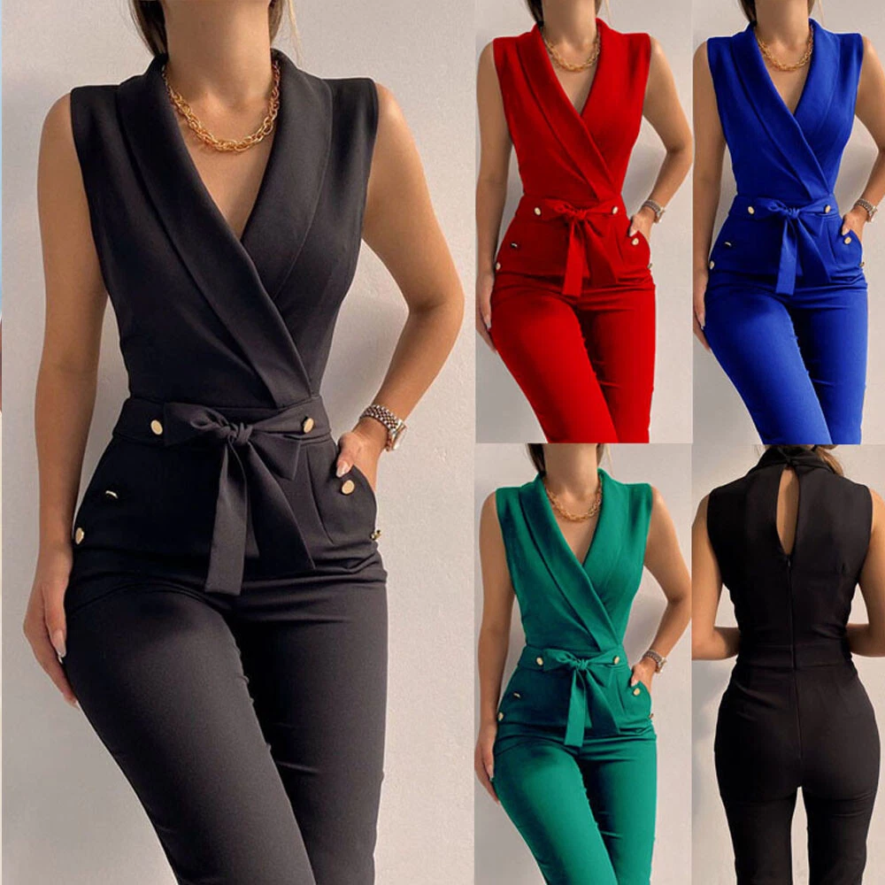 Womens Rompers Casual Wide Leg Pants Jumpsuit Ladies Evening Party