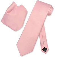 Vesuvio Napoli Solid DUSTY PINK Color NeckTie & Handkerchief Men's Neck Tie Set 
