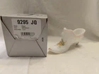 Vintage Fenton Art Glass Opal Blasted hand painted flowers slipper 9295 JQ;NIB