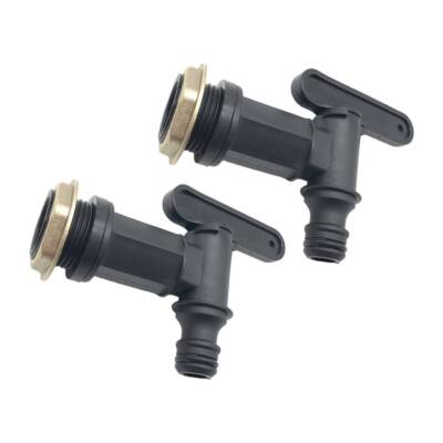 2X Universal Wasserhahn 3/4'' IBC Tank Wasserhahn Regenfass Schwarz