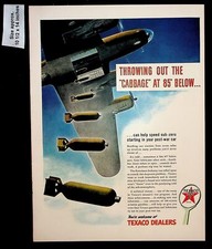 1943 Texaco Oil Co Plane War Military Victory Gasolines Vintage Print Ad 37904