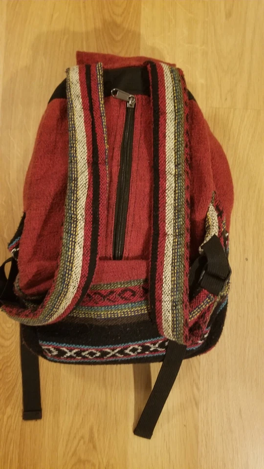 Sherpa Backpack Bag Multi-color Zip Closure Adj Straps Pockets Knapsack   - Image 2 of 4