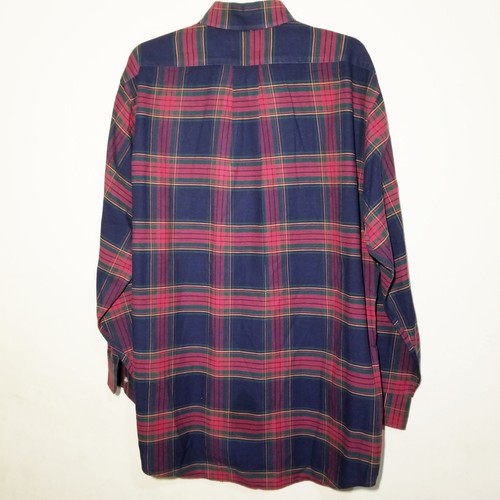 LL Bean Vintage Red Blue Green Plaid Long Sleeve 100% Cotton Shirt Size 17 -33 - Picture 2 of 6
