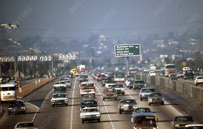 sl03 Original Slide 1970 Los Angeles Freeway traffic cars 479a
