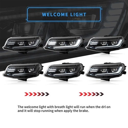 VLAND LED Headlights + Smoked Tail Lights For Chevrolet Chevy Camaro 2016-2018 - Foto 4 di 22