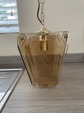 Vintage BHS amber Cut Glass Light shade Gold Calling chandelier