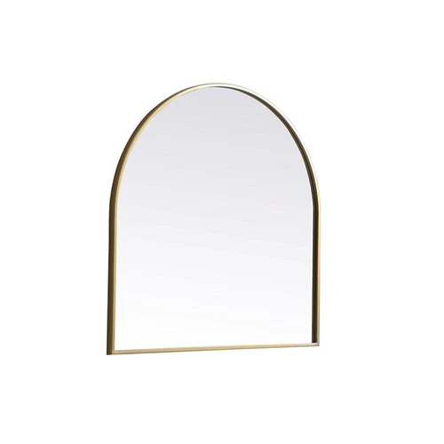Elegant Decor Ayra 30x30" Arch Modern MDF Wood/Iron Mirror in Brass - Picture 3 of 9